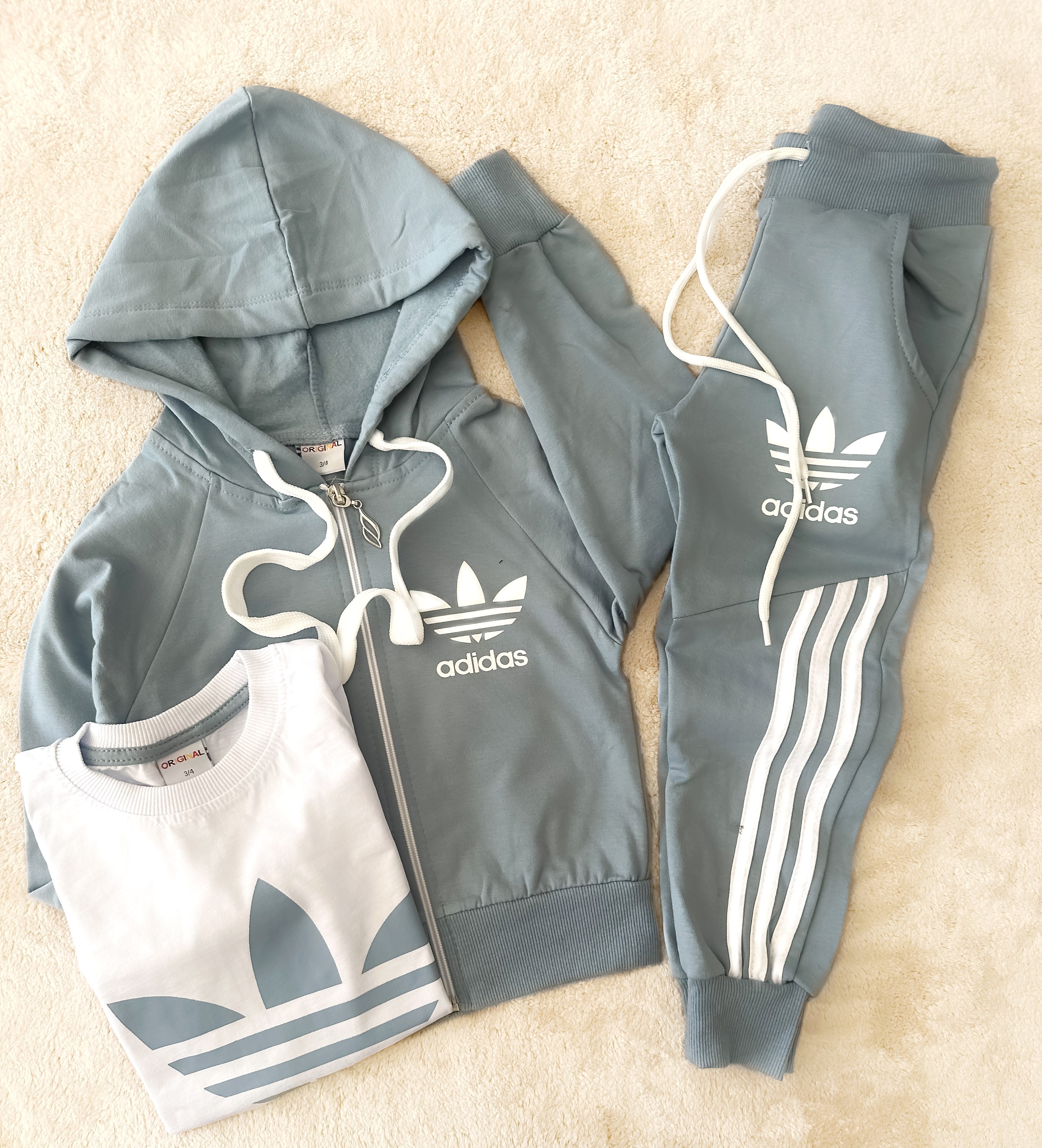 Çocuk Hırkalı 3 Lü Takım Adidas Baskılı 3-10 Yaş Arası