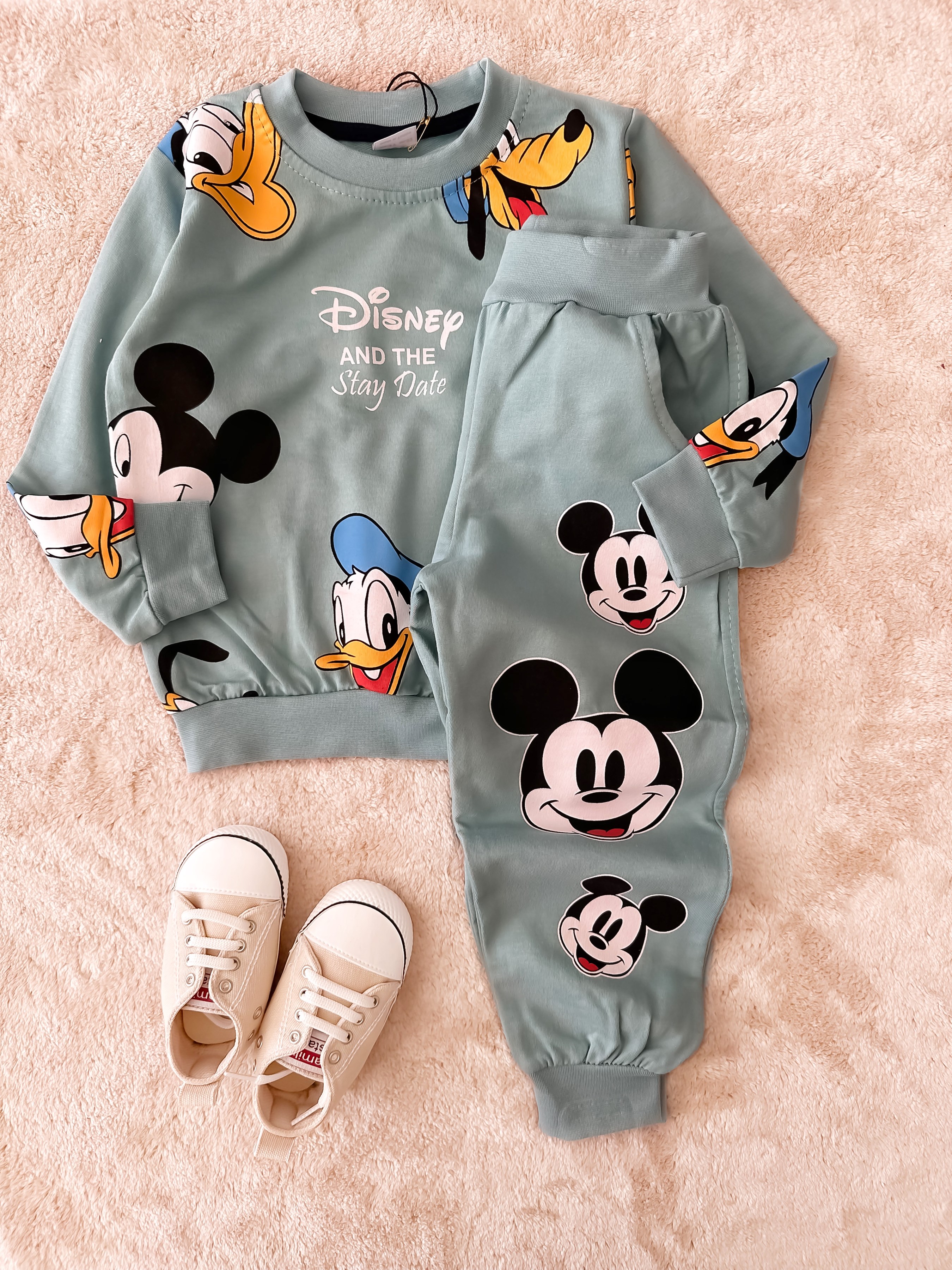 Disney Baskılı Çocuk Takım Yeşil 2-8 Yaş Arası