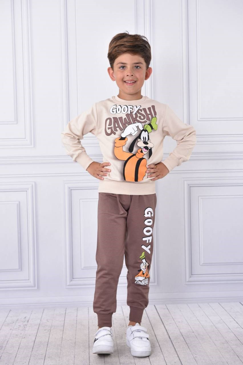 Çocuk Takım Şardonlu 2’Li 3/10 Yaş Arası Goofy Kahverengi