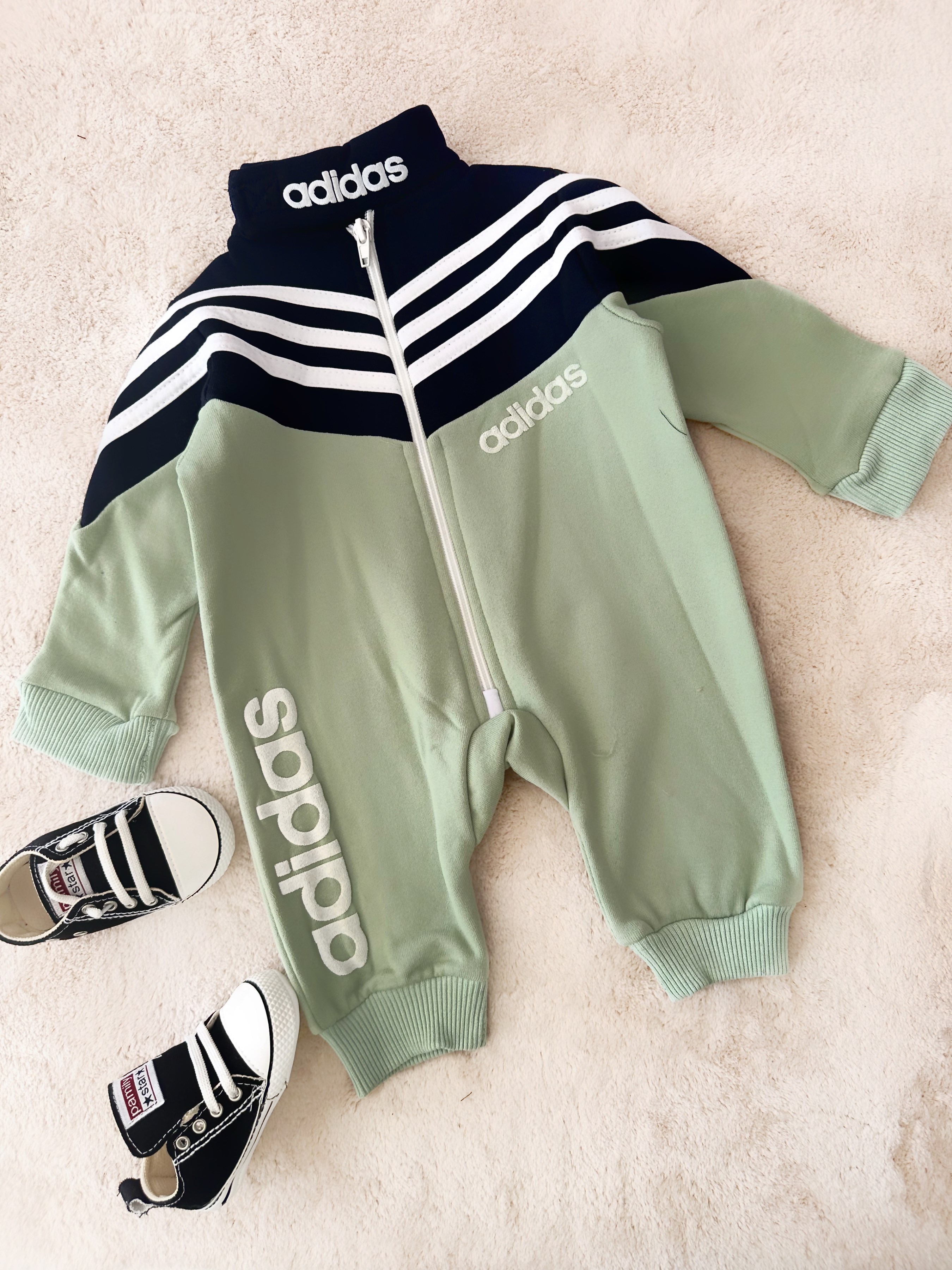 Adidas Baskılı Tulum 3 İp  3 Ay 3 Yaş Arası Yeşil