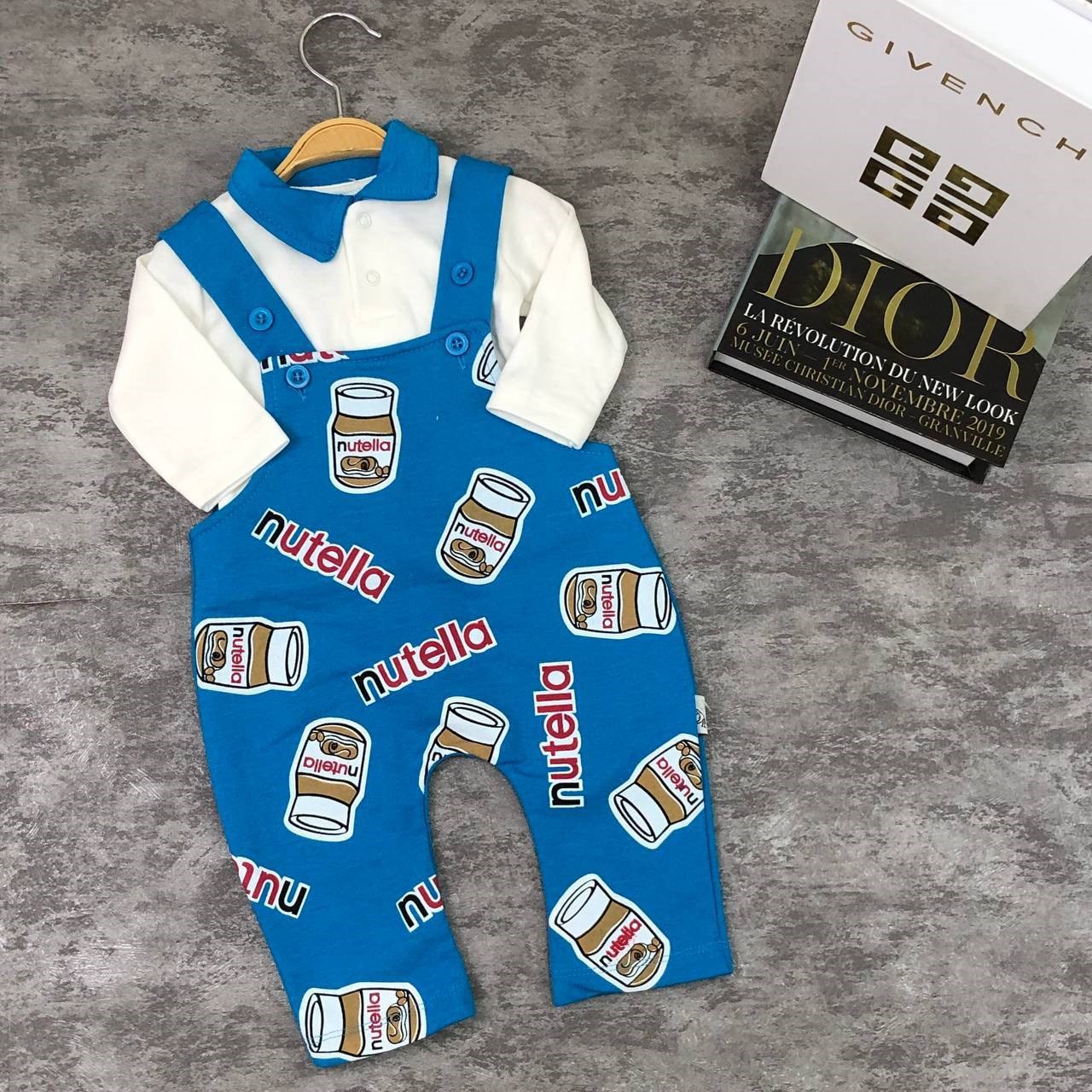 BEBEK SALOPET NUTELLA BASKILI MAVİ 3-12 AY ARASI