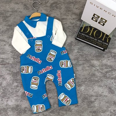BEBEK SALOPET NUTELLA BASKILI MAVİ 3-12 AY ARASI