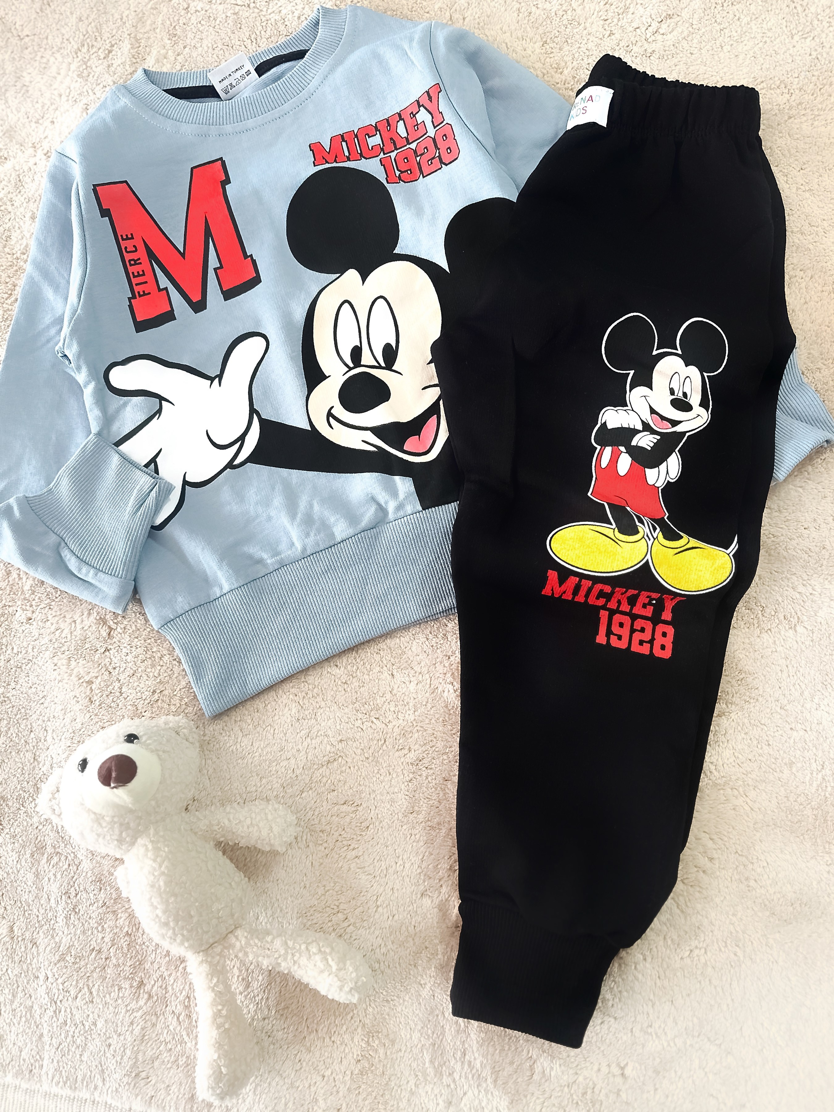 Çocuk Takım Mickey Baskılı Mavi 3-10 Yaş Arası