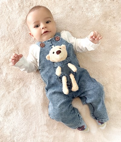 bebek salopet 9-24 ay aralığında oyuncak ayıcıklı cep detaylı kot