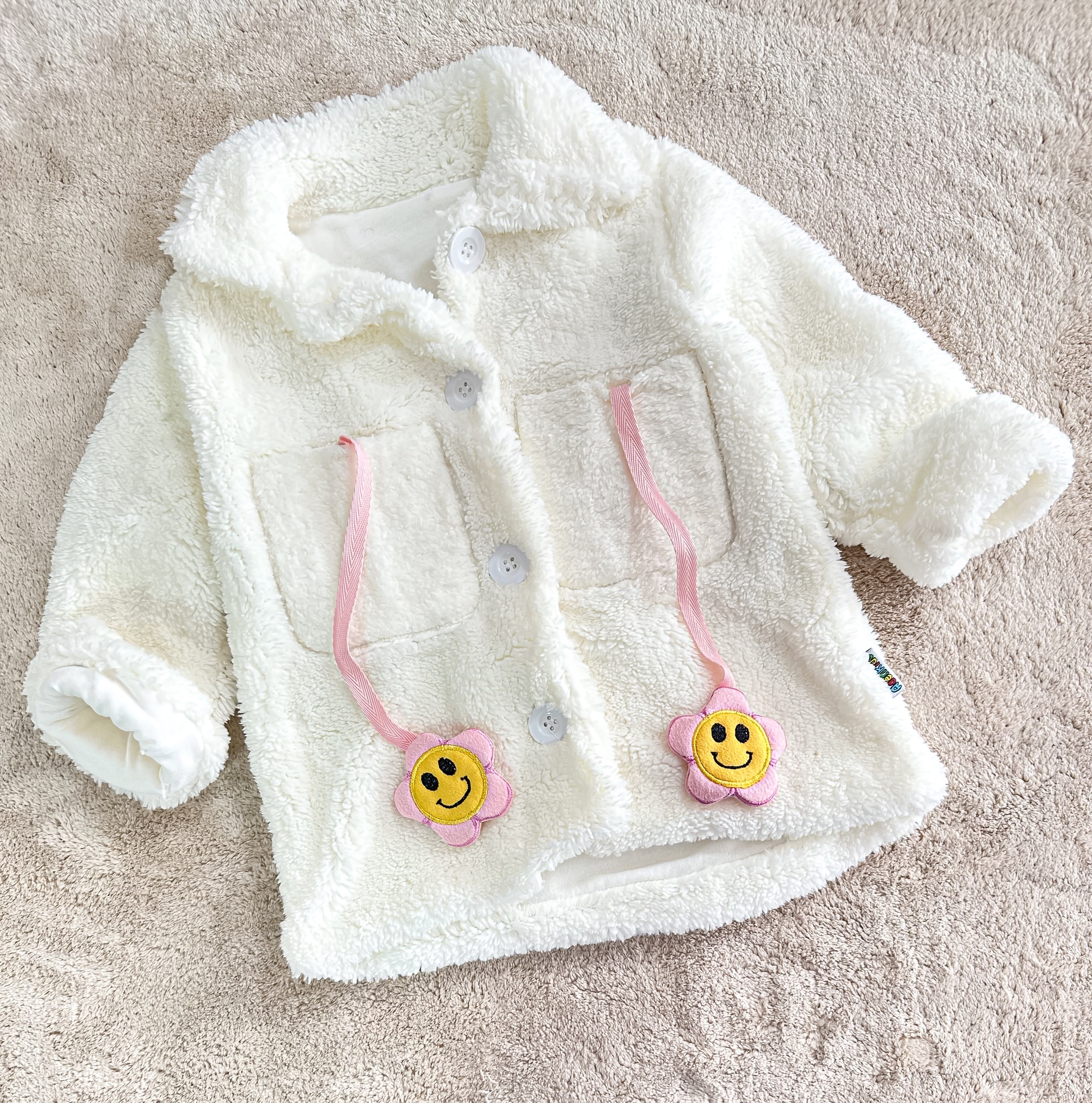 KIZ ÇOCUK PELUŞ MONT KREM 1-4 YAŞ ARASI