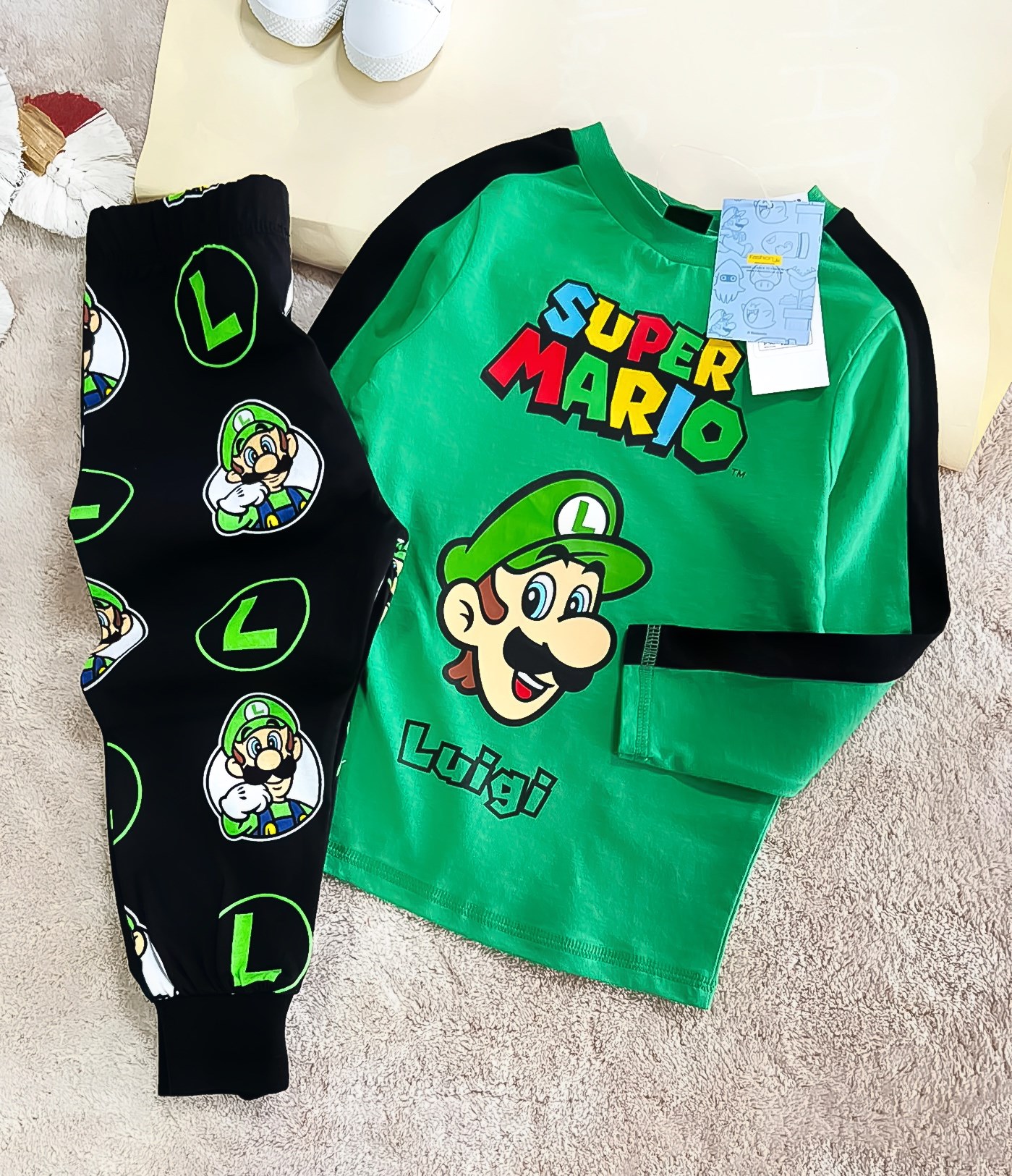 Çocuk Takım Orjinal Marka Mario Baskılı Yeşil
