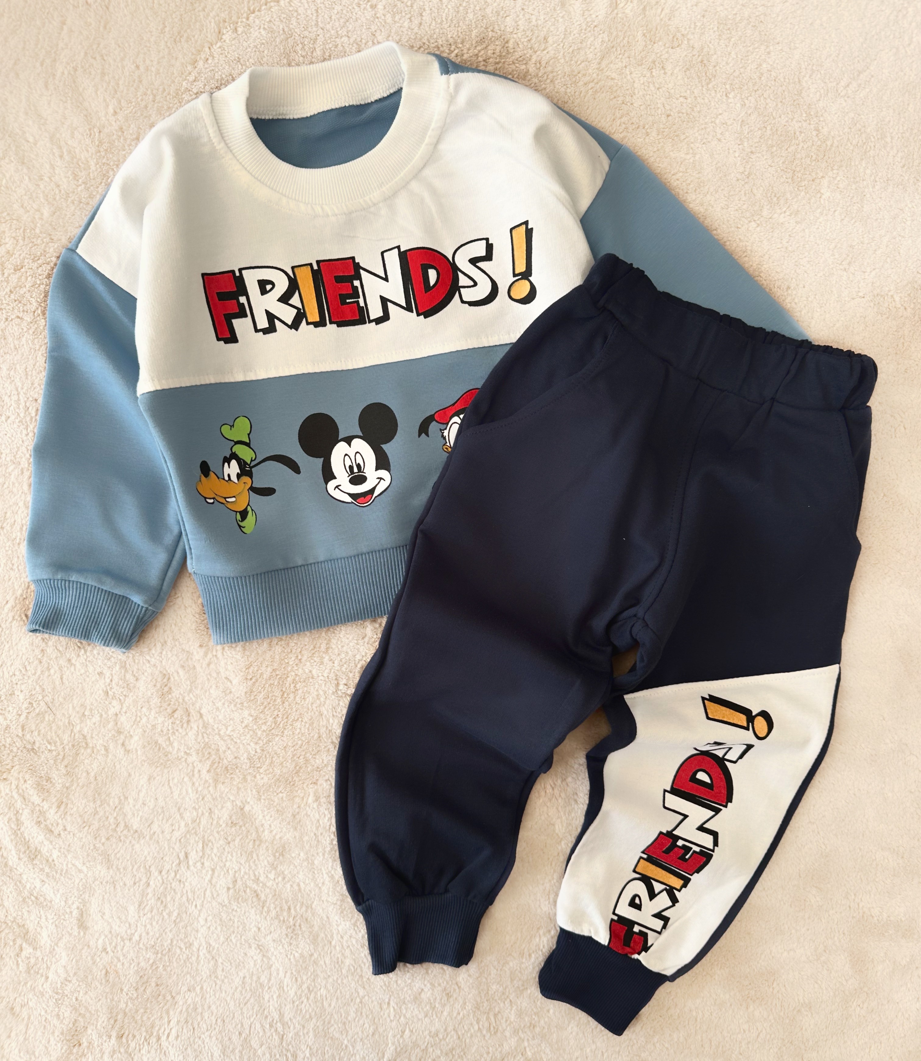 Çocuk Takım Mickey Friends Baskılı 2-5 Yaş Mavi