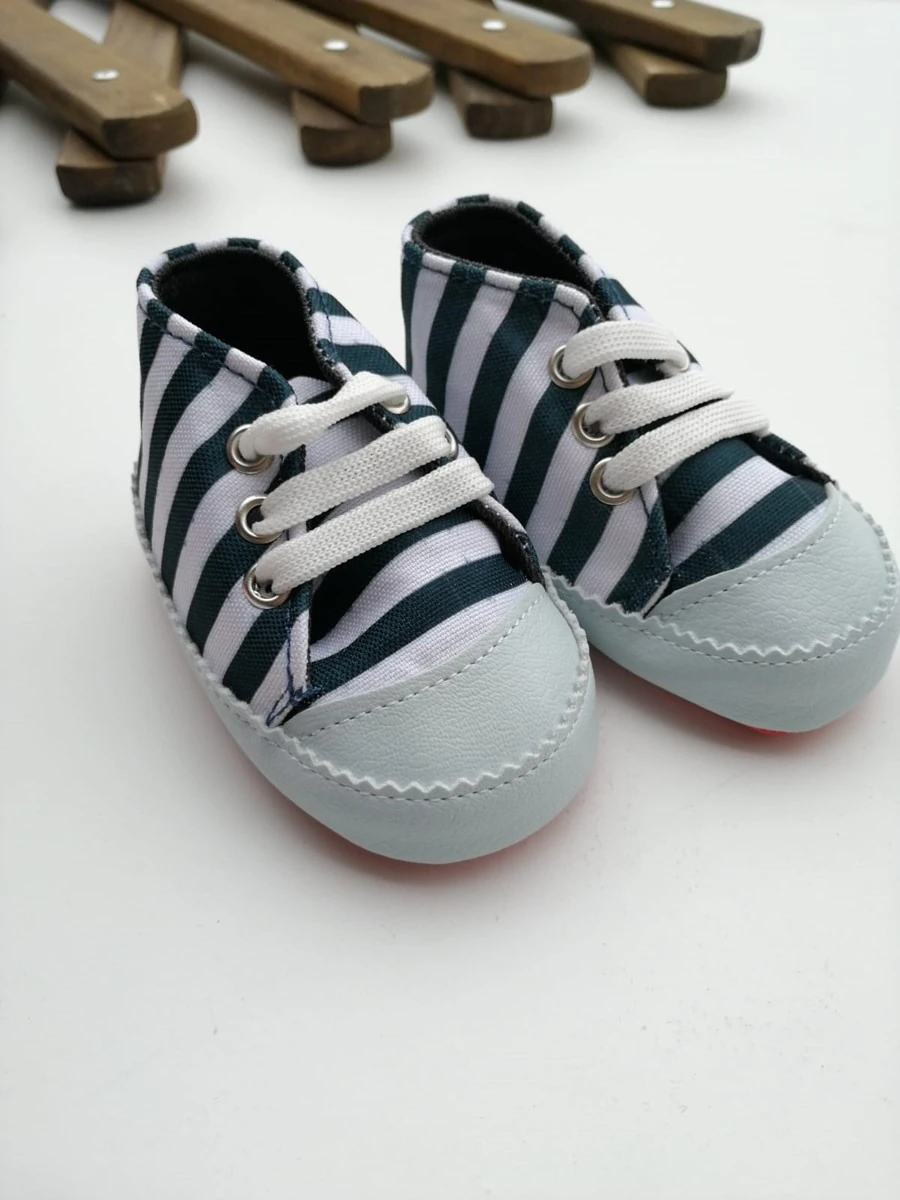 bebek ayakkabı siyah çizgili bebe mavi 0-12 ay