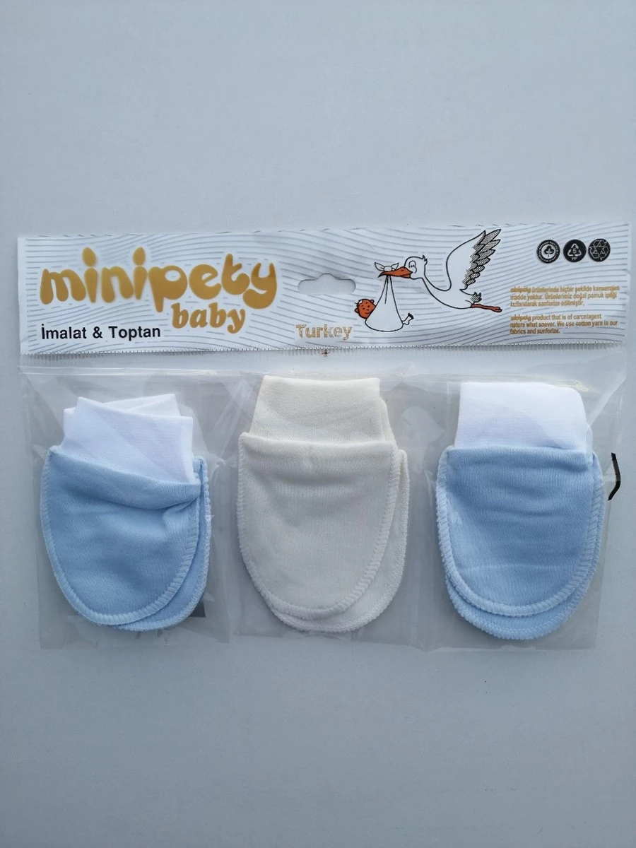 bebek eldiven 3lü mavi 