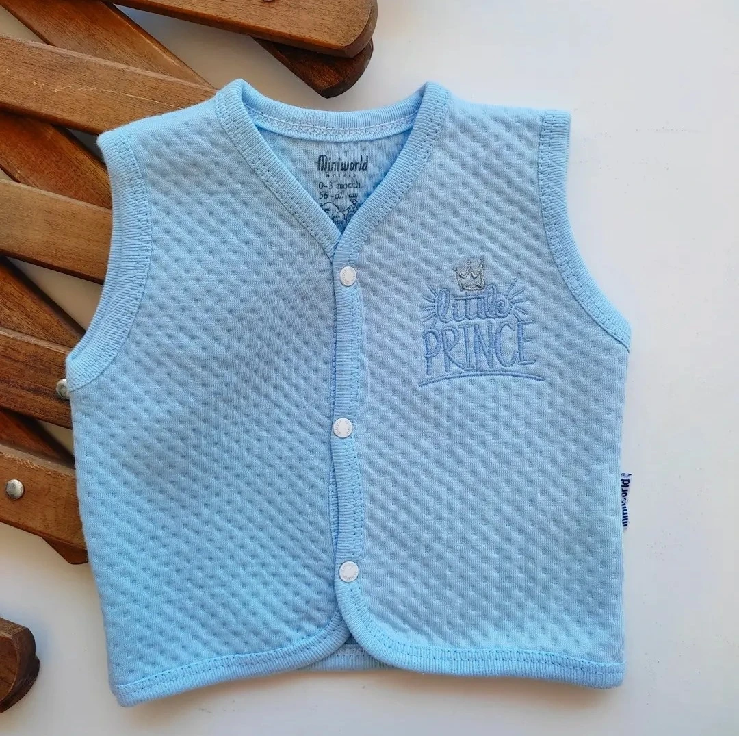 bebek erkek yelek kapitoneli little prınce nakışlı mavi