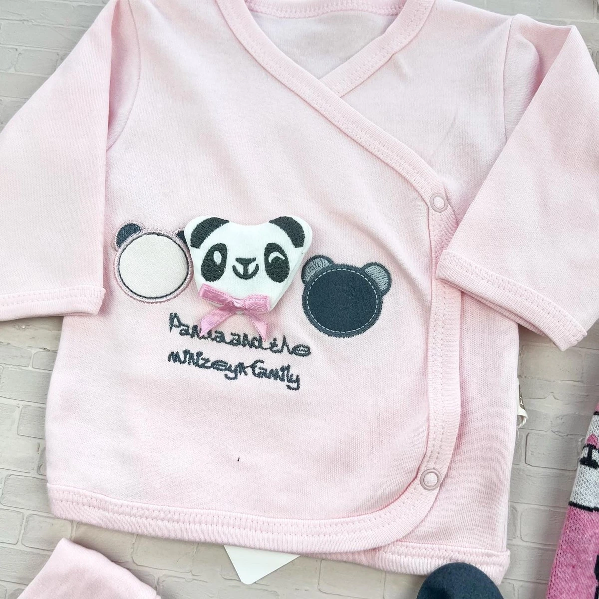 Bebek Hastane Çıkışı 0-3 Ay Panda Detaylı 5Li Pembe