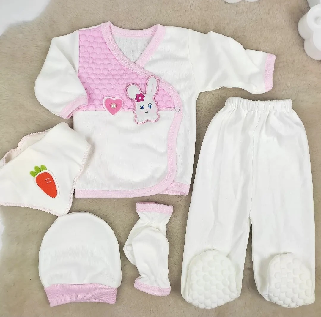 bebek hastane çıkışı tavşan nakışlı ( 5 parça)