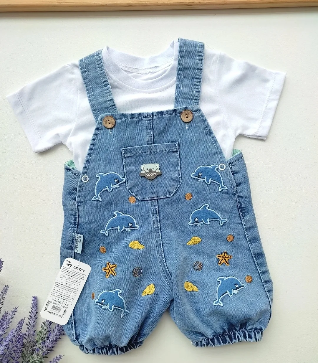 bebek kot salopet 9-12-18 ay koala ve yunus balıgı detaylı  