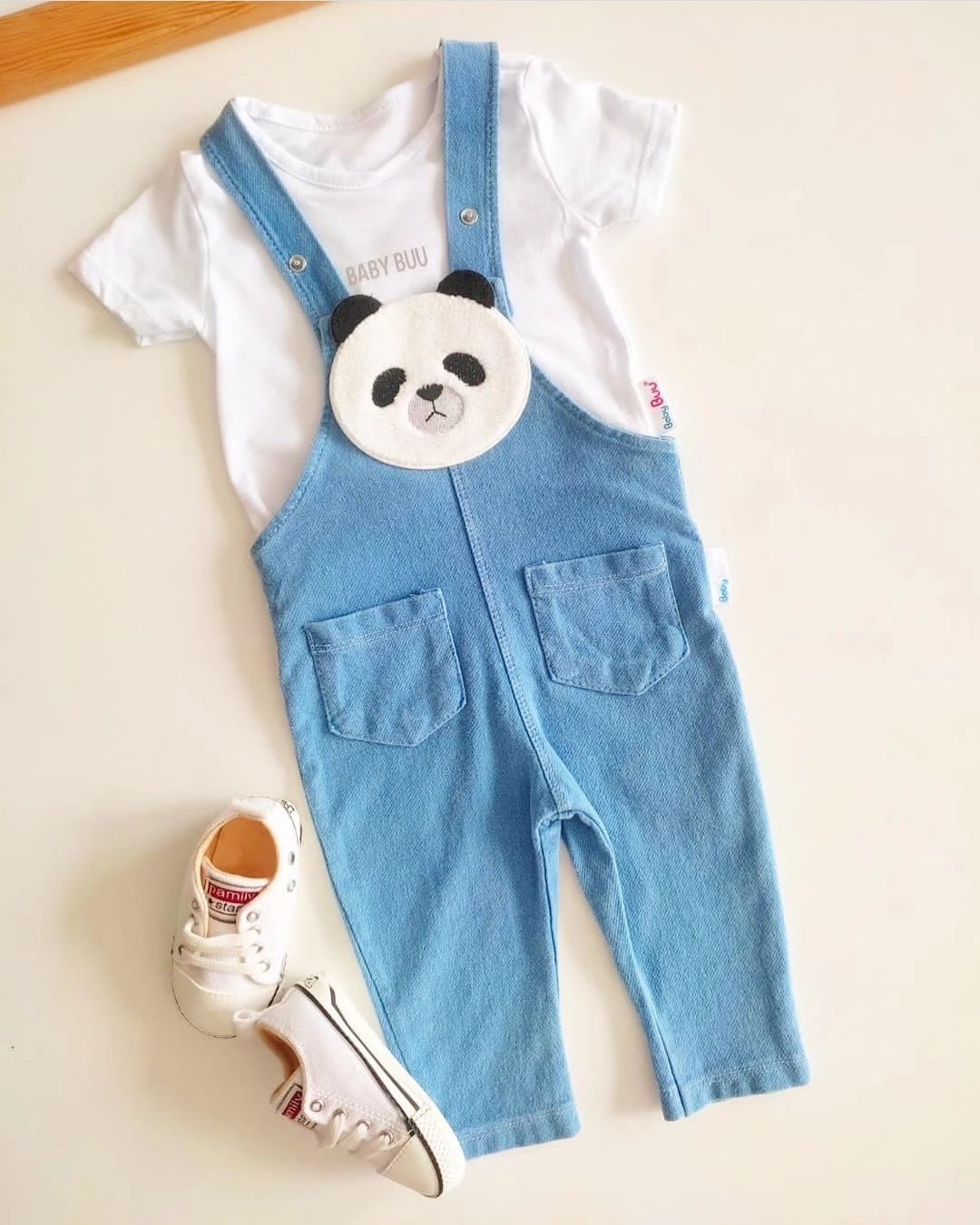 Bebek Kot Salopet Panda Baskılı 