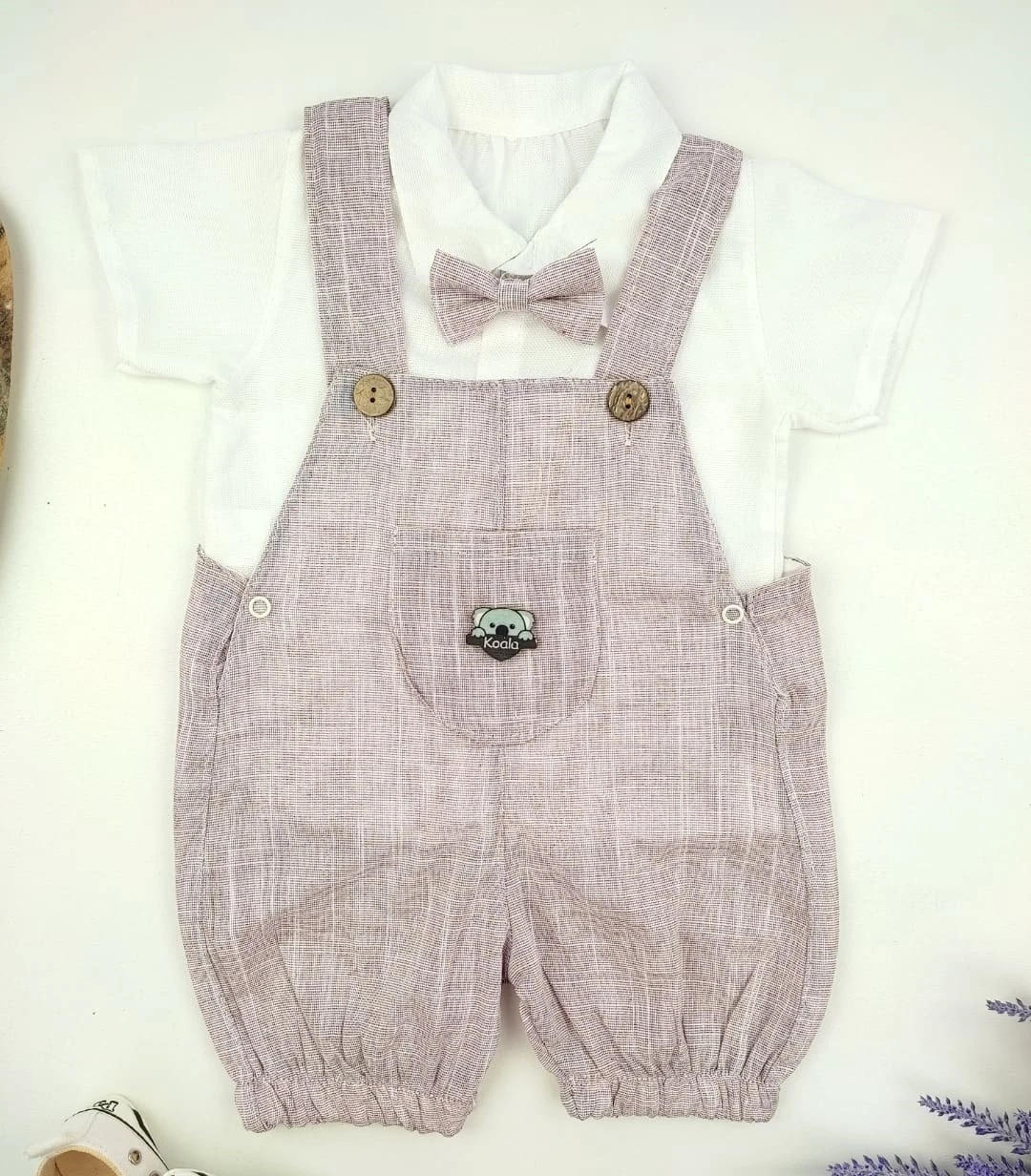 Bebek Salopet 12-24 Ay Koala Detaylı Gömlekli Bordo