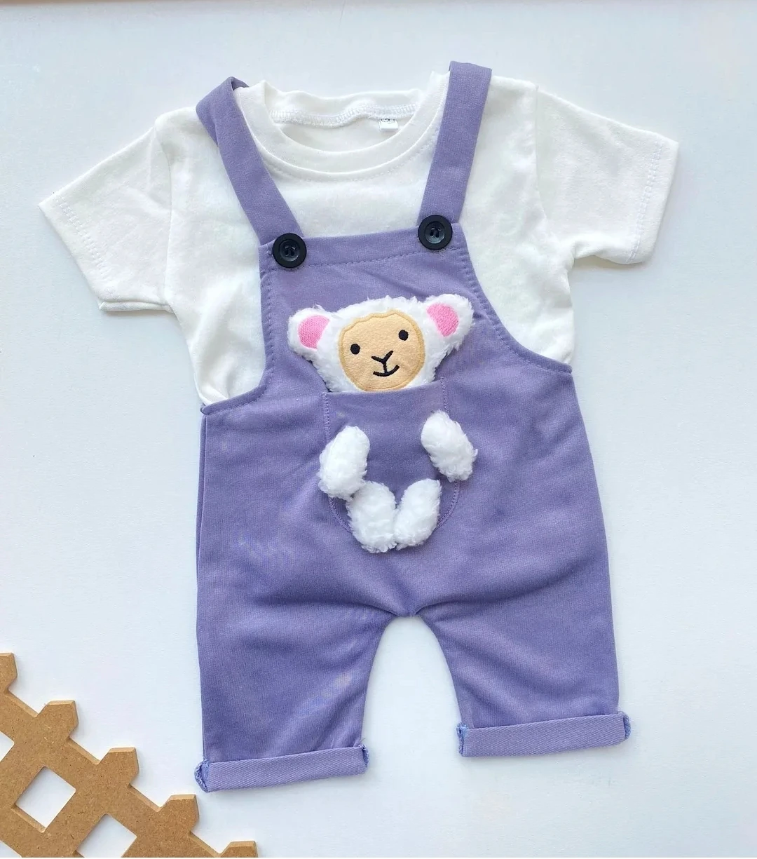 bebek salopet 3-12 ay kuzucuk detaylı mor