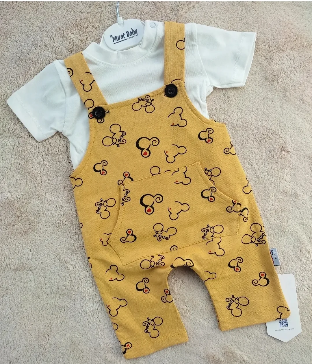bebek salopet takım 3-12 ay mickey love baskılı 