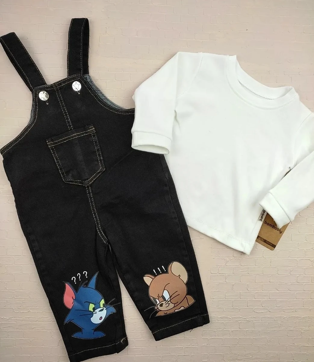 Bebek salopet takım 9 ay-24 ay aralığında Tom ve Jerry baskılı