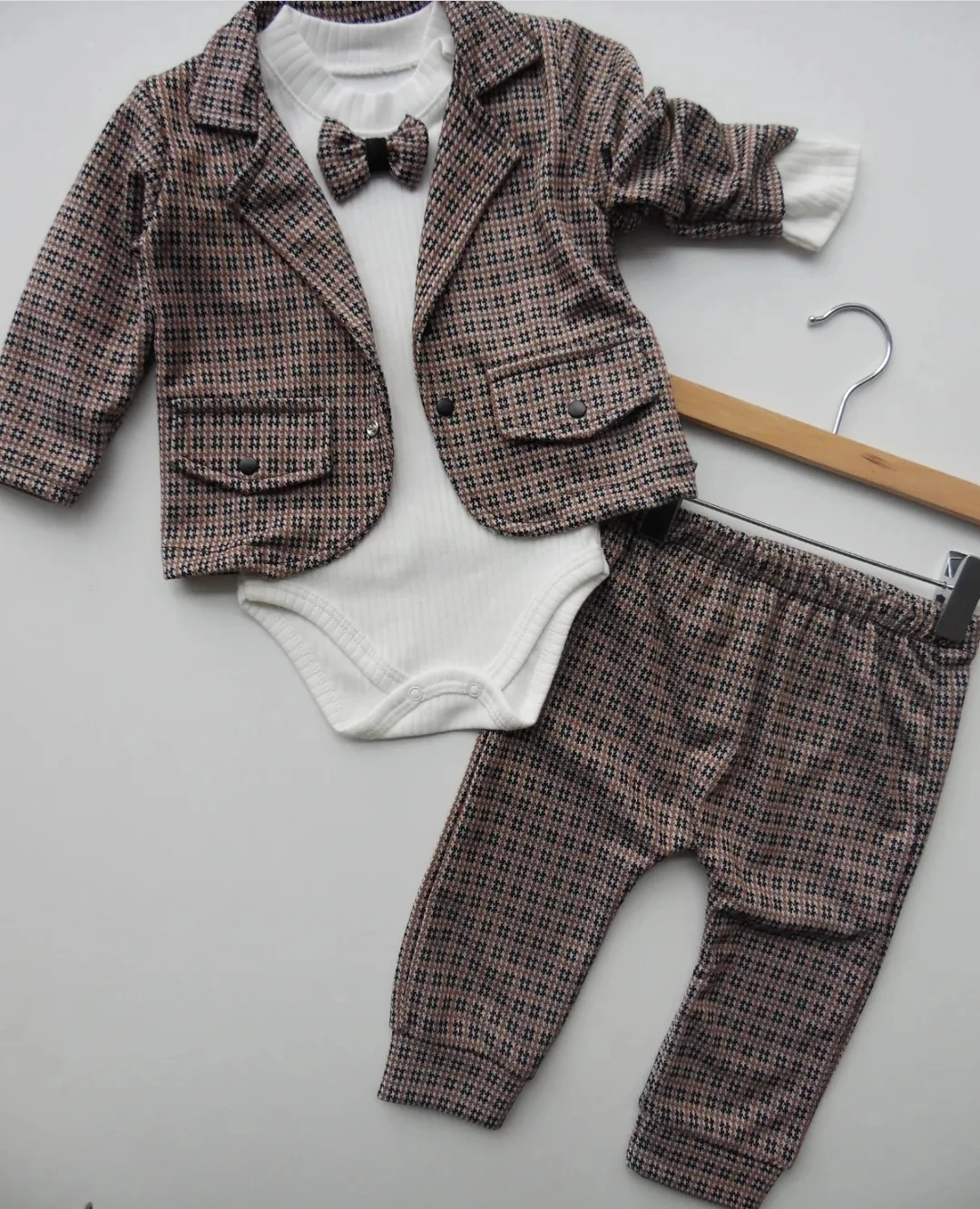 bebek takım 6-18 ay zıbınlı cepli ceketli 3'lü set  