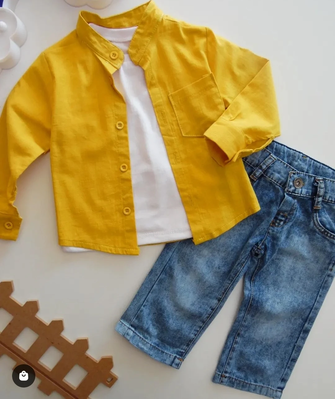 bebek takım 6-24 ay gömlek t-shirt ve kot pantolon 3'lü set