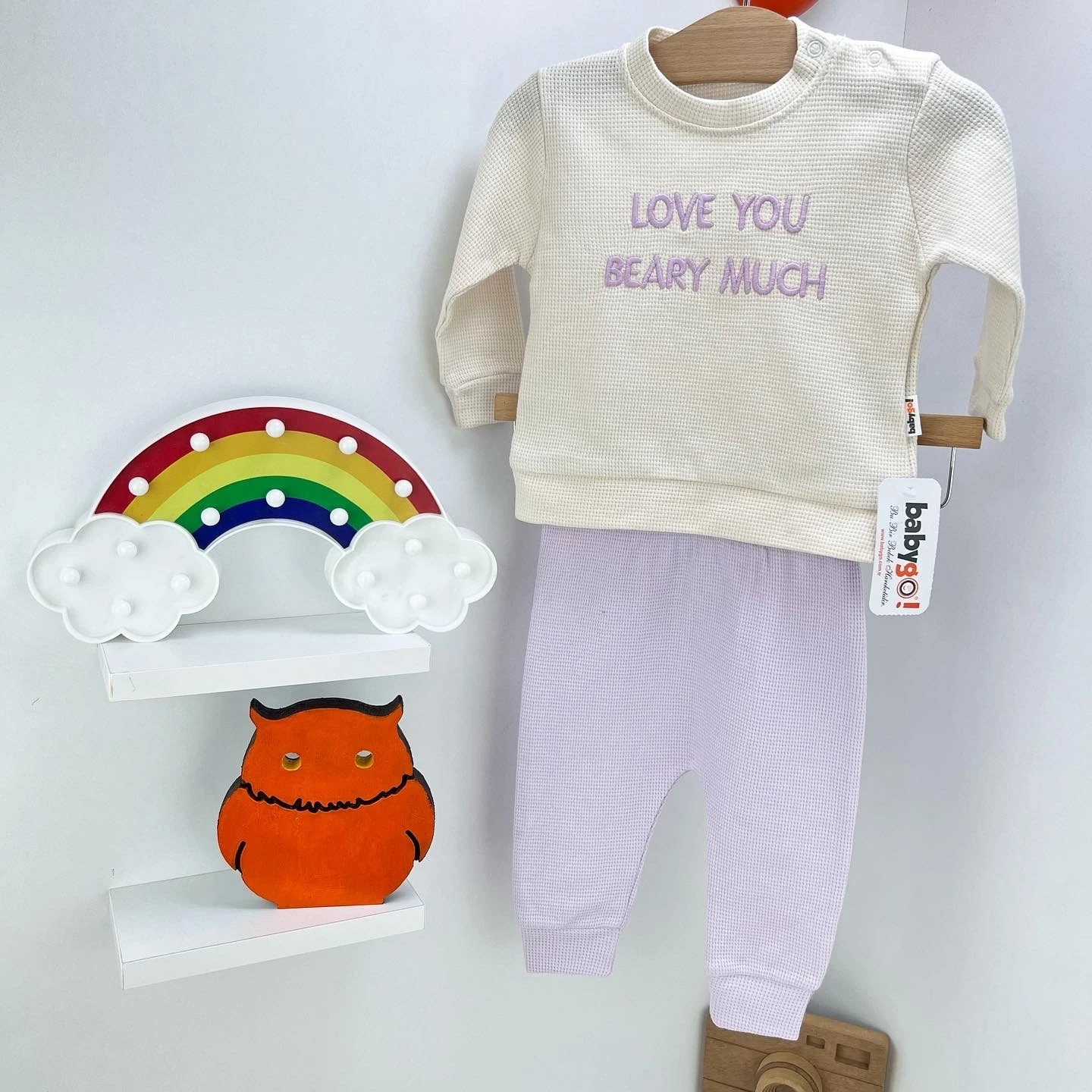 bebek takım 6-24 ay love nakışlı lila 