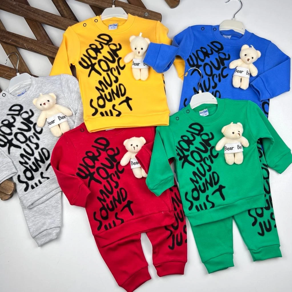 bebek takım 9-18 ay bear oyuncak ayıcık detaylı yazı baskılı