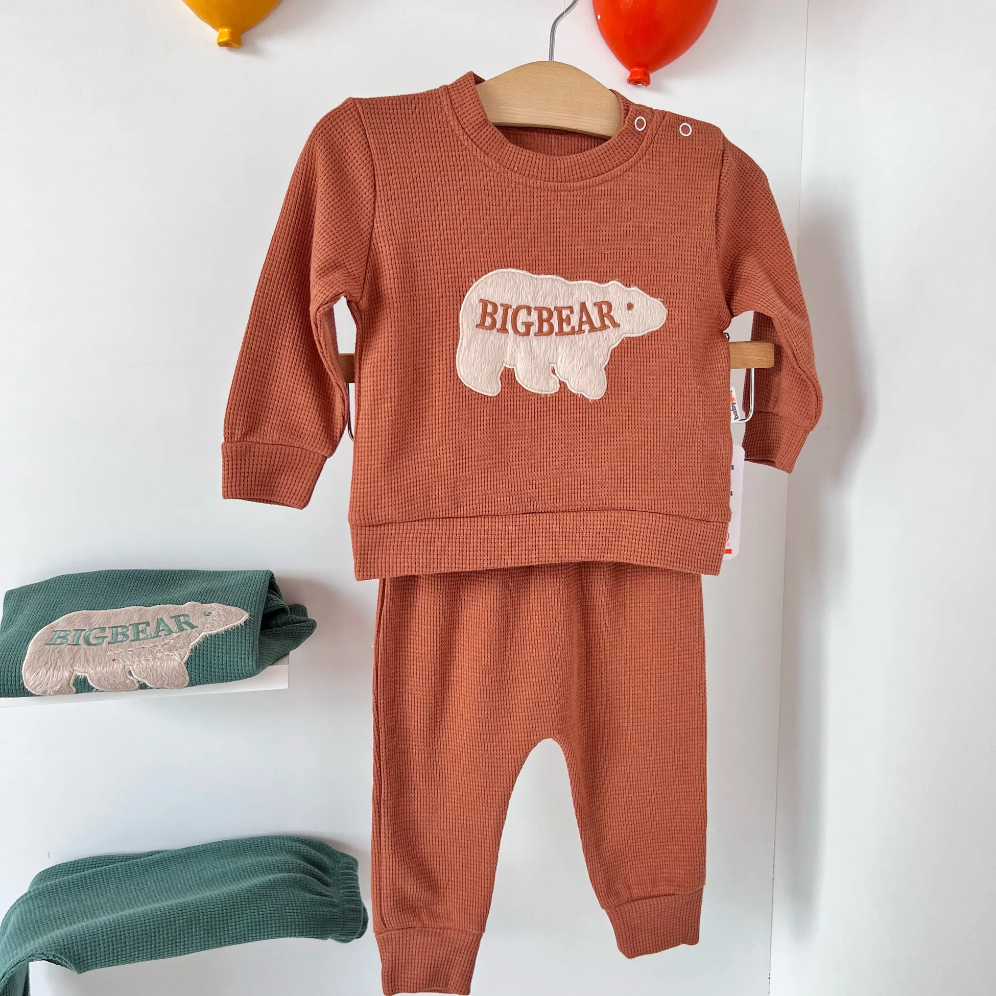 bebek takım 9-24 ay bigbear baskılı kahverengi