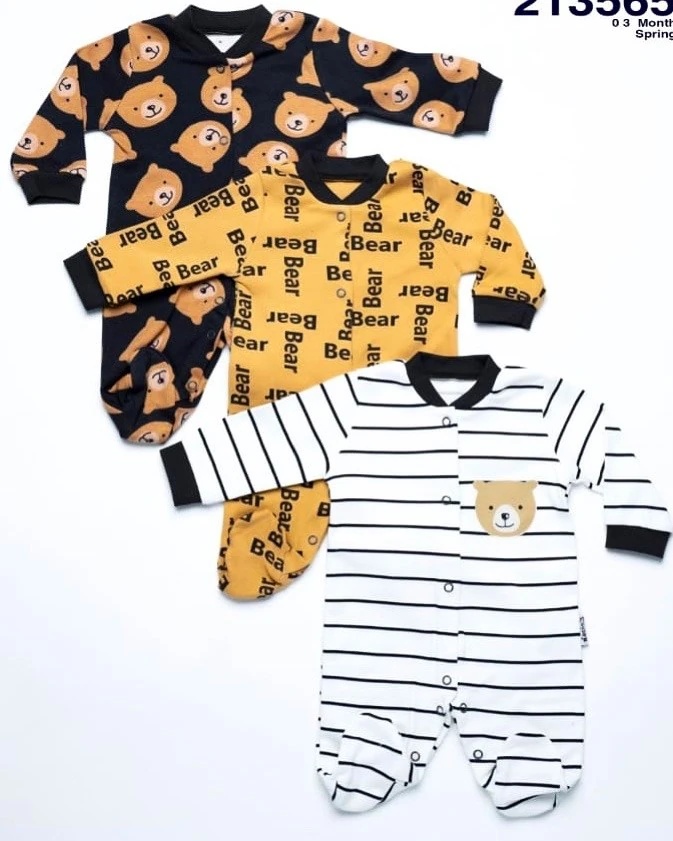 bebek tulum bear baskılı 3 lü set