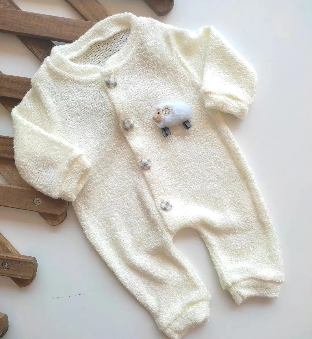 bebek tulum kuzucuk detaylı krem