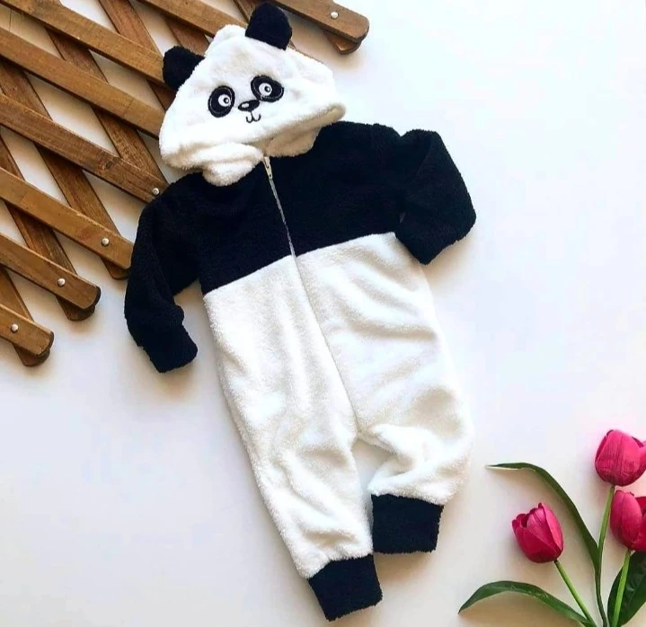 bebek wellsoft panda nakışlı siyah-beyaz