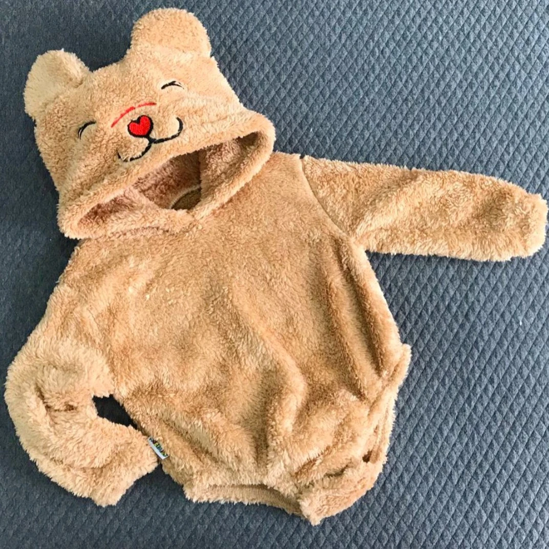 Bebek Wellsoft Sevimli Ayıcık Çıtçıtlı Kapşonlu Sweat