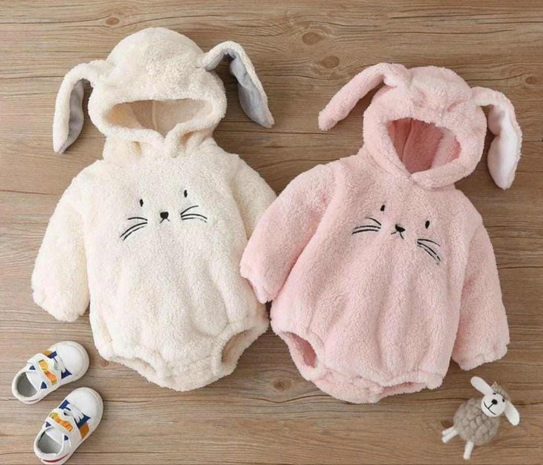 Bebek Wellsoft Tavşan Çıtçıtlı Kapşonlu Sweat 
