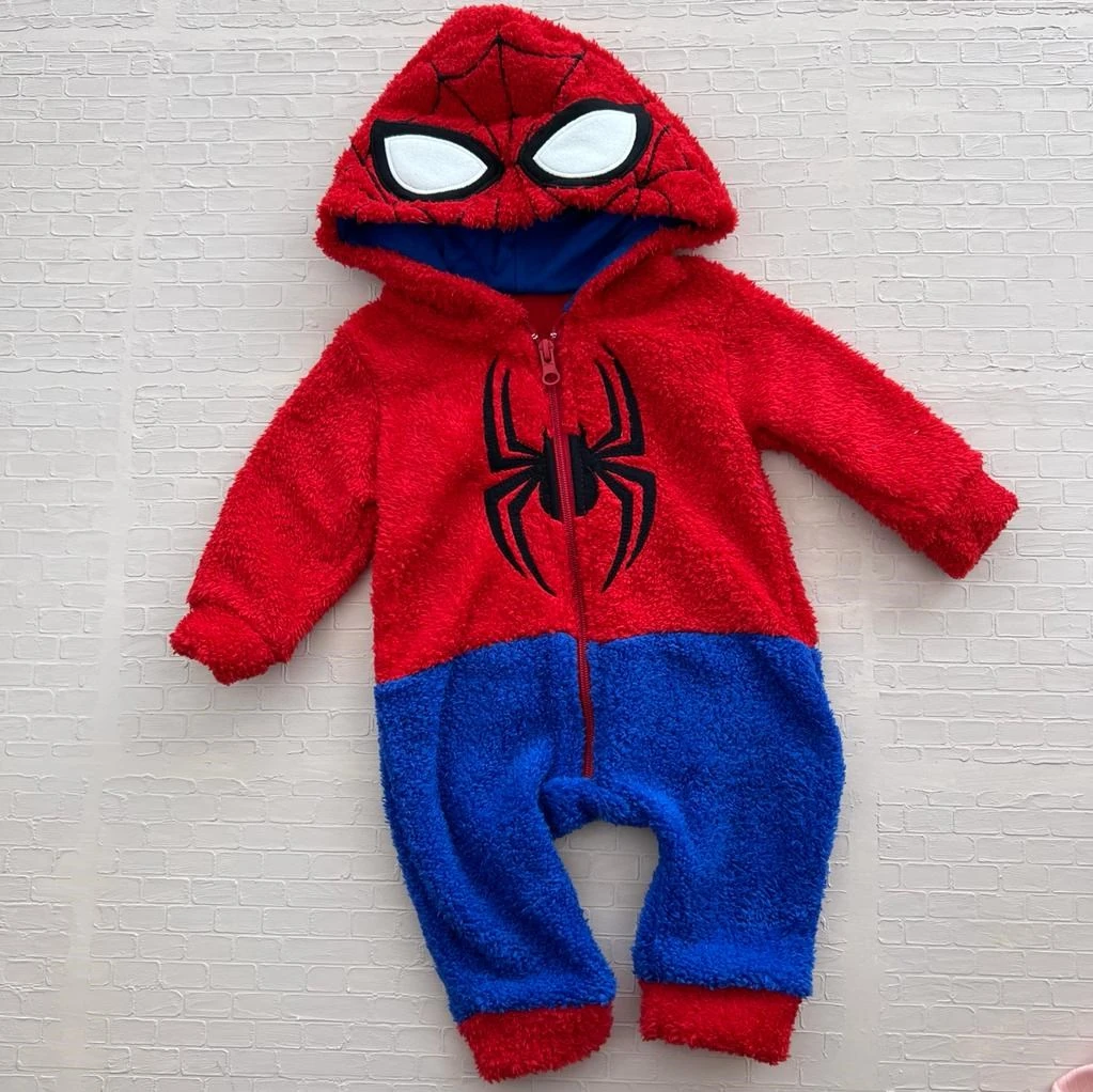Bebek wellsoft tulum 6 ay-4 yaş spiderman kostüm kapşonlu