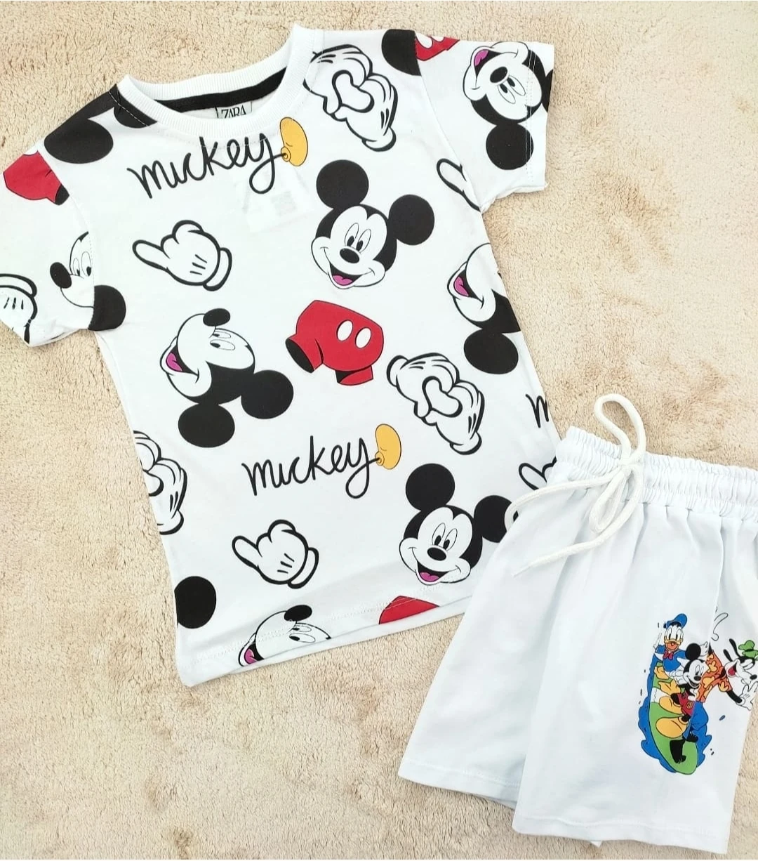çocuk takım 4-10 yaş mickey baskılı beyaz 
