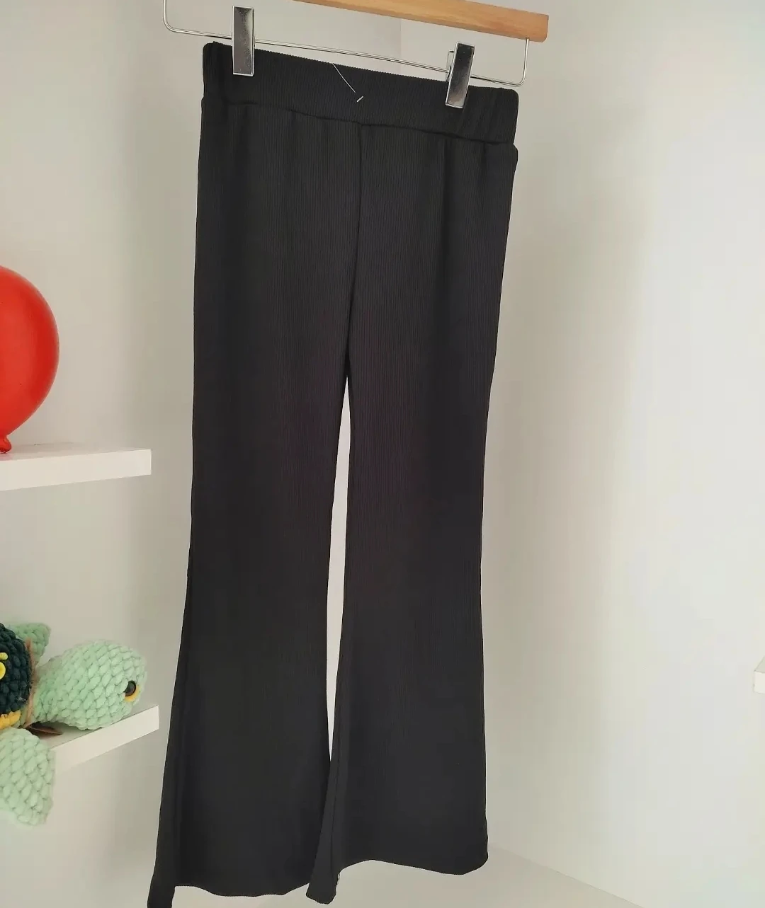 kız çocuk pantolon 4-12 yaş aeurobin kumaş siyah ispanyol paça   