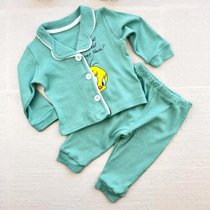 bebek pijama takım 6-18 ay tweety baskılı düğmeli