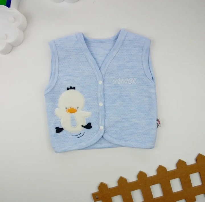 bebek yelek 1-6 ay çıtçıtlı kapitoneli ördek nakıslı mavi