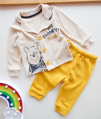 Bebek Pijama Takımı 6-18 Ay Pooh Baskılı Sarı