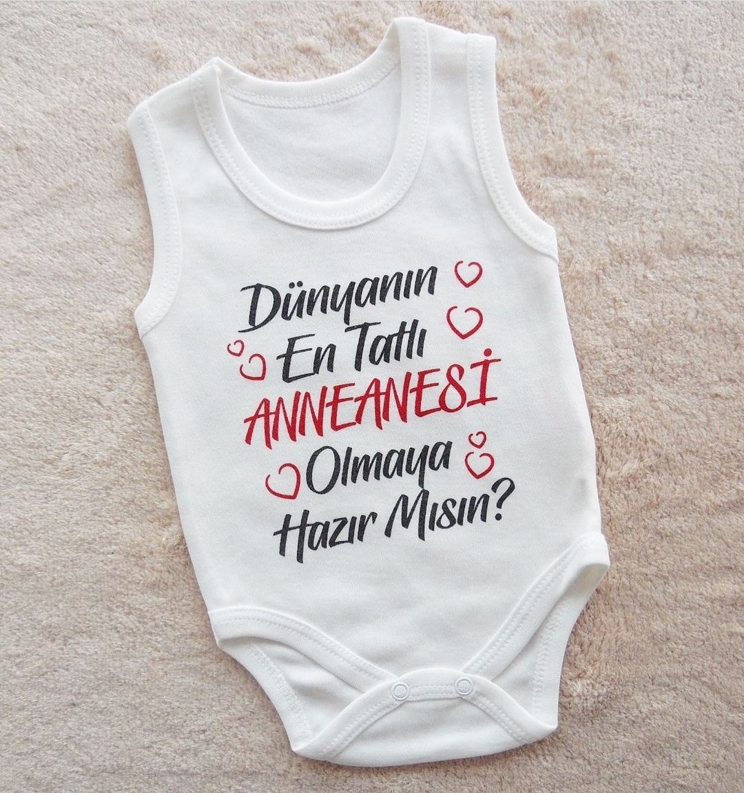 Bebek Zıbın 1-12 Ay Dünyanın En Tatlı Anneannesi Yazı Baskılı 