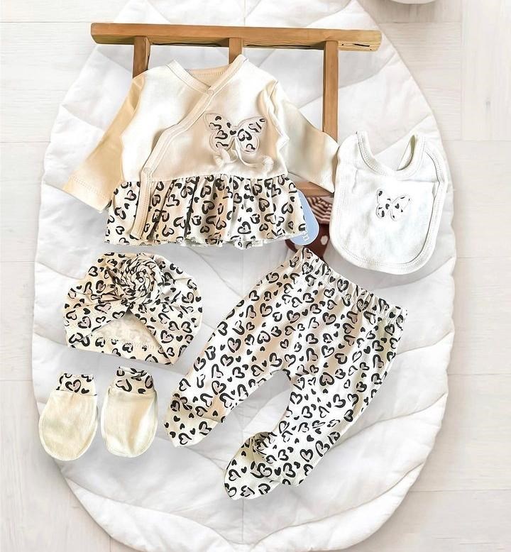 bebek yeni doğan set 5 parça leopar baskılı 