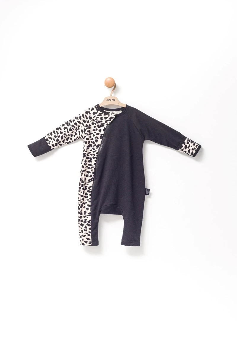 moinoi bebek tulum leopar desenli fermuarlı 3-24 ay arası