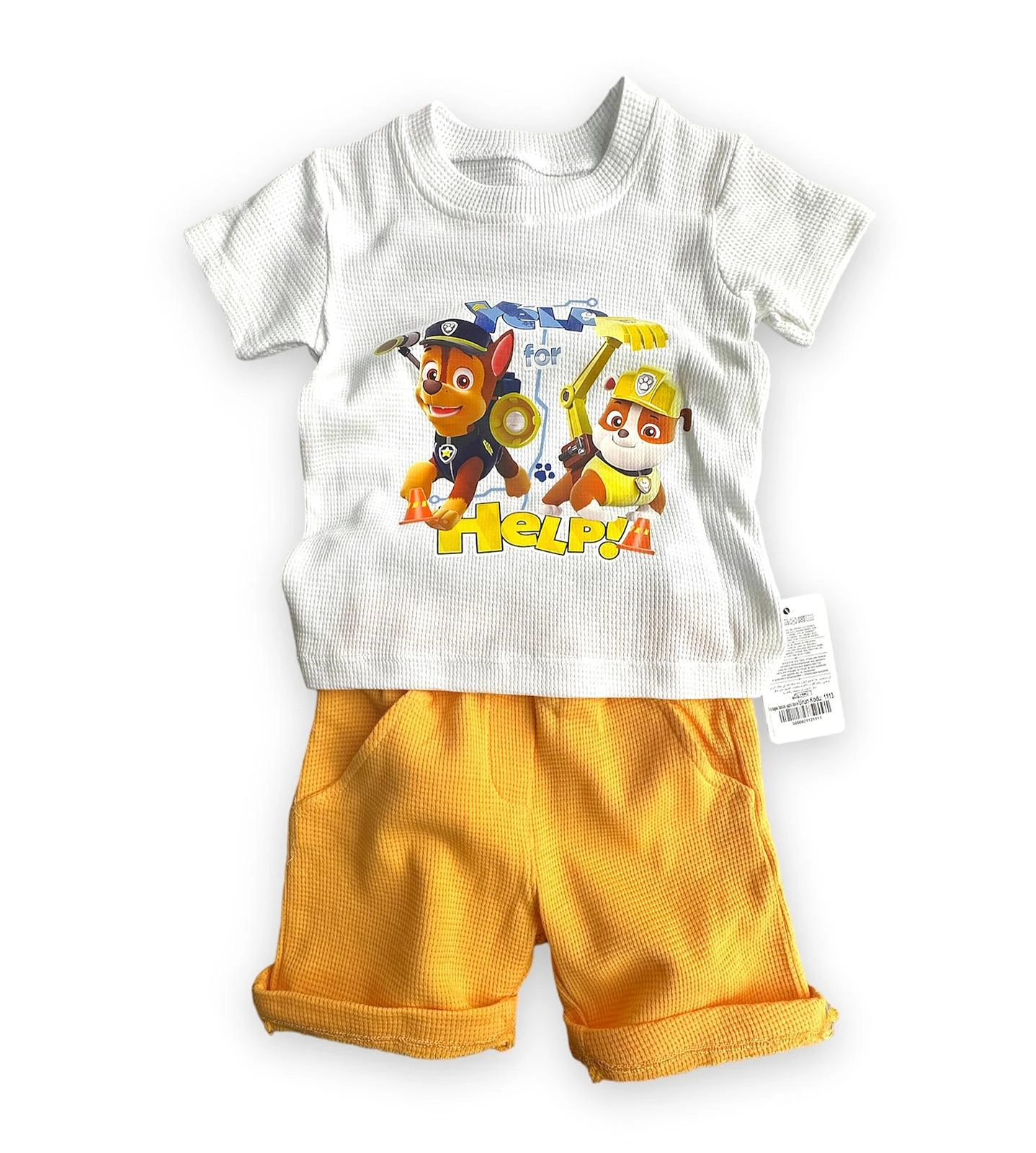 çocuk takım 2-5 yaş paw patrol baskılı şortlu sarı