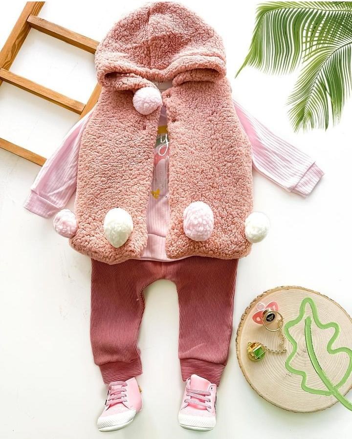 Bebek 3 Lü Takım Yelekli 6-18 Ay Aras