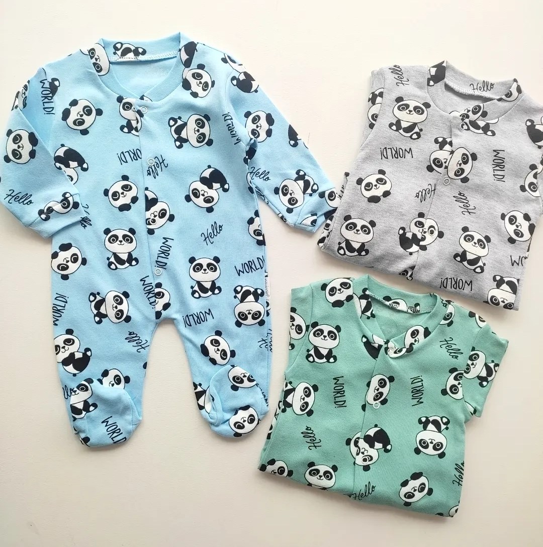 Bebek Patikli Tulum 1-6 Ay Arası Panda Baskılı 