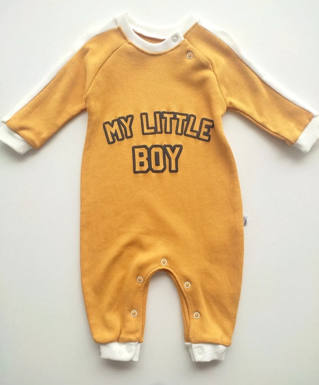 bebek tulum 3-9 ay my little boy yazılı sarı