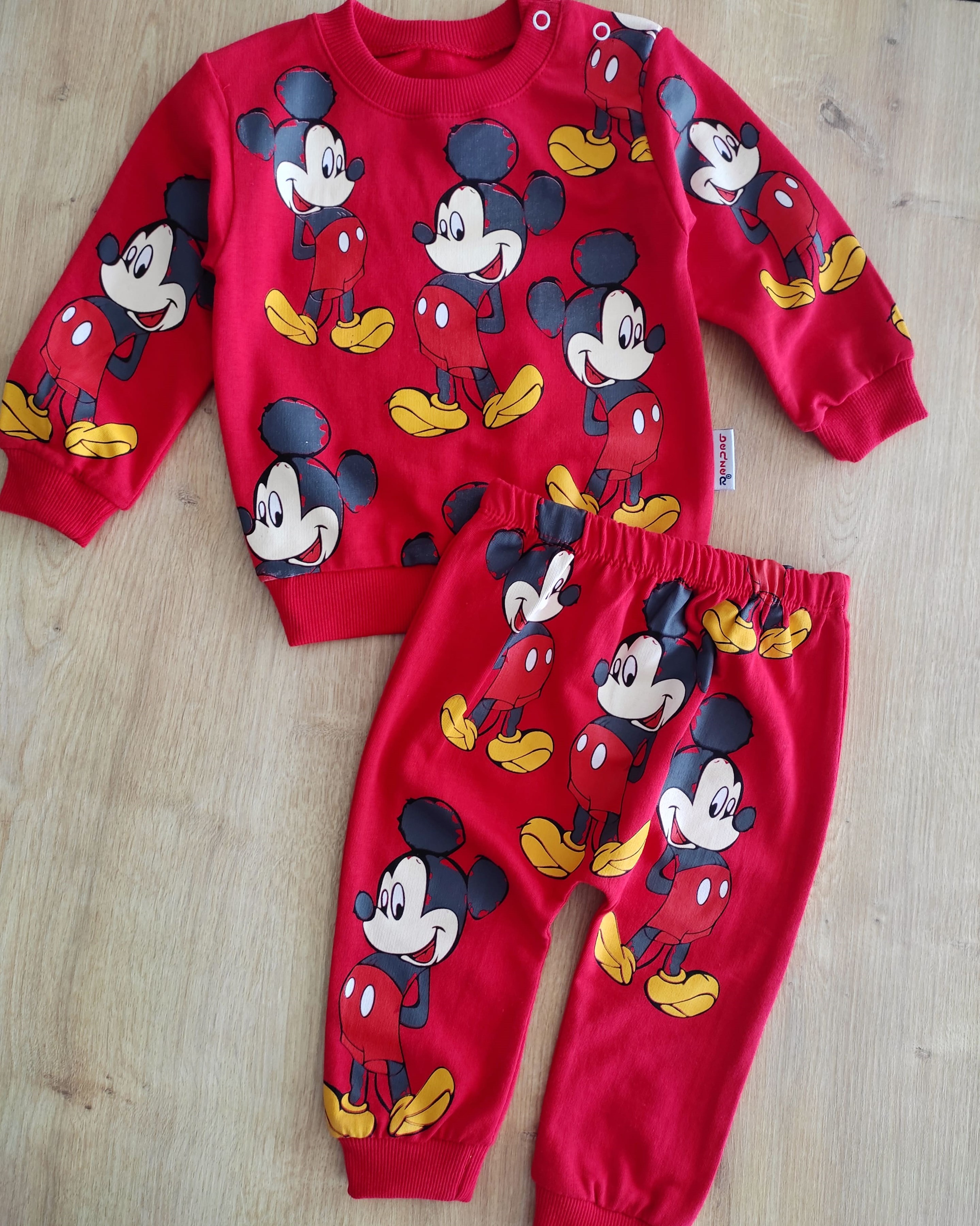Bebek Takım 12-24 Ay Mickey Mouse Baskılı Kırmızı 