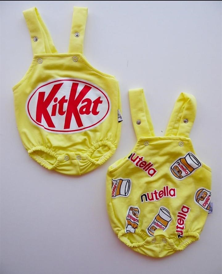 Bebek Yazlık Salopet Kitkat Baskılı 