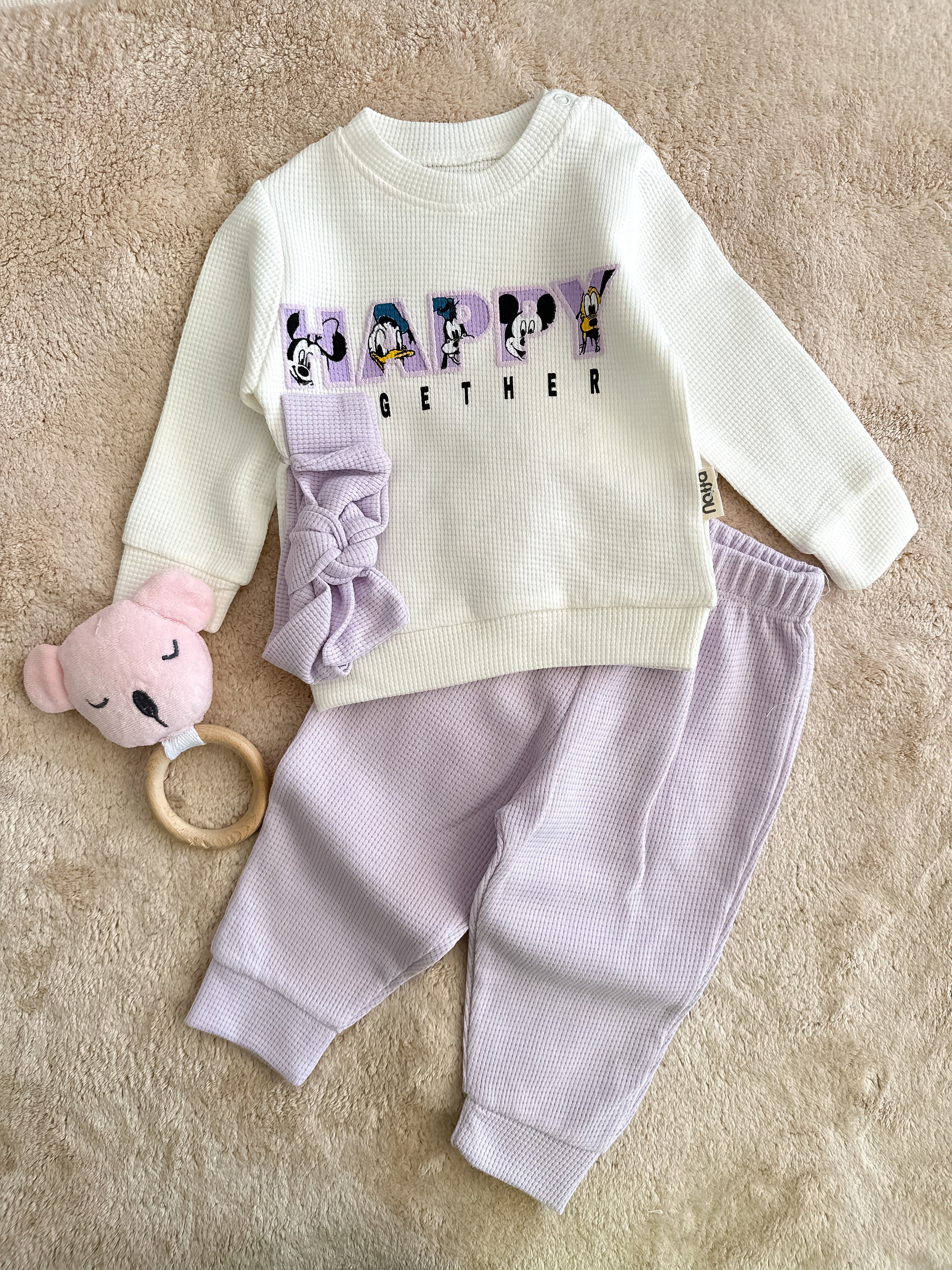 KIZ BEBEK HAPPY KARAKTER LİLA PANDANALI 6-24 AY ARASI 