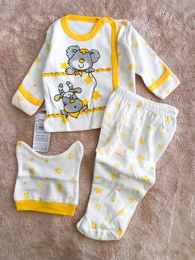 STAR HAYVANLAR YENİDOĞAN 3 LÜ PİJAMA SARI