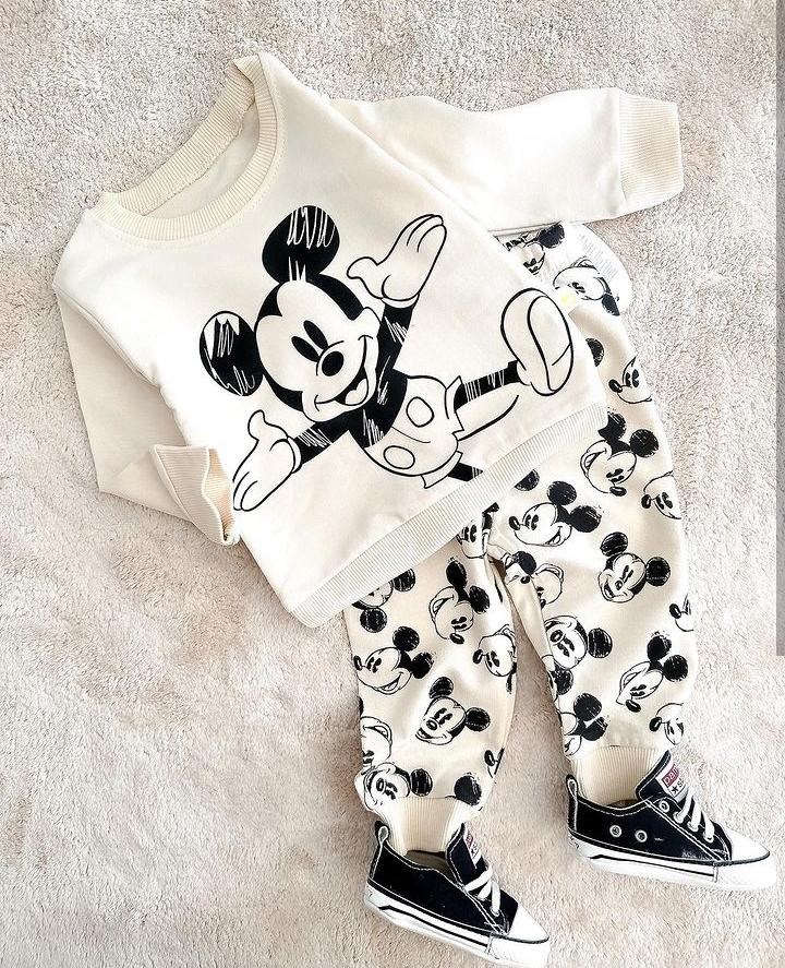 2 li takım mickey detay bej 6-24 ay arası